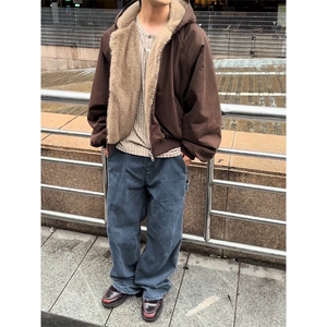 两面穿现货重磅短款座山雕棉衣男女双面穿毛毛绒棉服加厚外套图片
