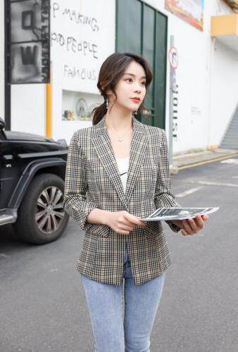 时尚格子西装，女装西装，咔蒂妮