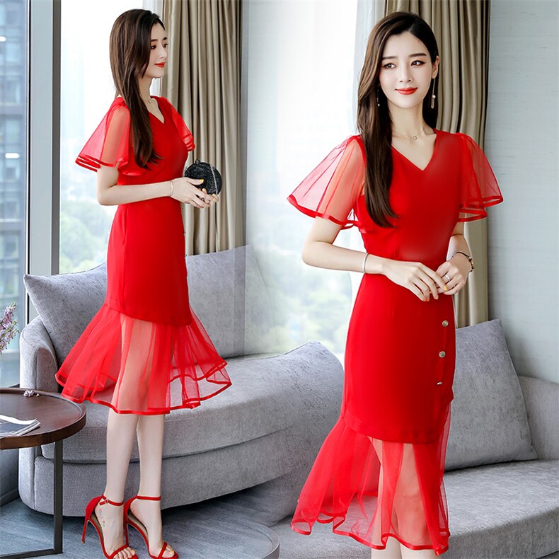 时尚V领连衣裙不规则裙2023年夏季宽松腰荷叶，女装连衣裙，卡杰菲