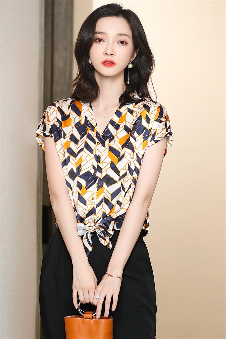 重磅真丝衬衫女长袖设计感小众2025新款高级感桑蚕丝印花妈妈上衣,女装衬衫,阿舍尔精品