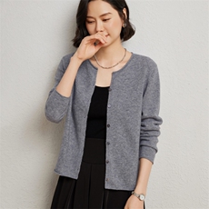 优雅女士黑色开衫一线无缝设计舒适保暖，女装羊绒衫，臻维羊绒