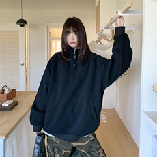 抖音得物品质二开26春装美式高街结构半拉链立领卫衣外套W91，女装短外套，电商A486-1