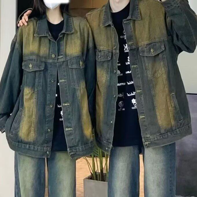 宽松oversize夹克上衣水洗做旧牛仔外套男女HG8846P56,男装工装外套,星座1112-1