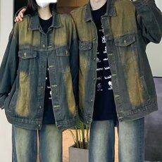 宽松oversize夹克上衣水洗做旧牛仔外套男女HG8846P56，男装工装外套，星座1112-1