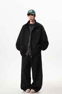 8XL-M 反光条运动套装男街舞服休闲外套夹克麂皮绒裤子男TZ106P95图片