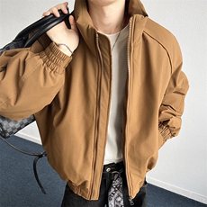 深灰色美式飞行夹克棉服男款秋冬季加厚短款三防立领外套正肩棉衣，男装棉衣，星座1403A