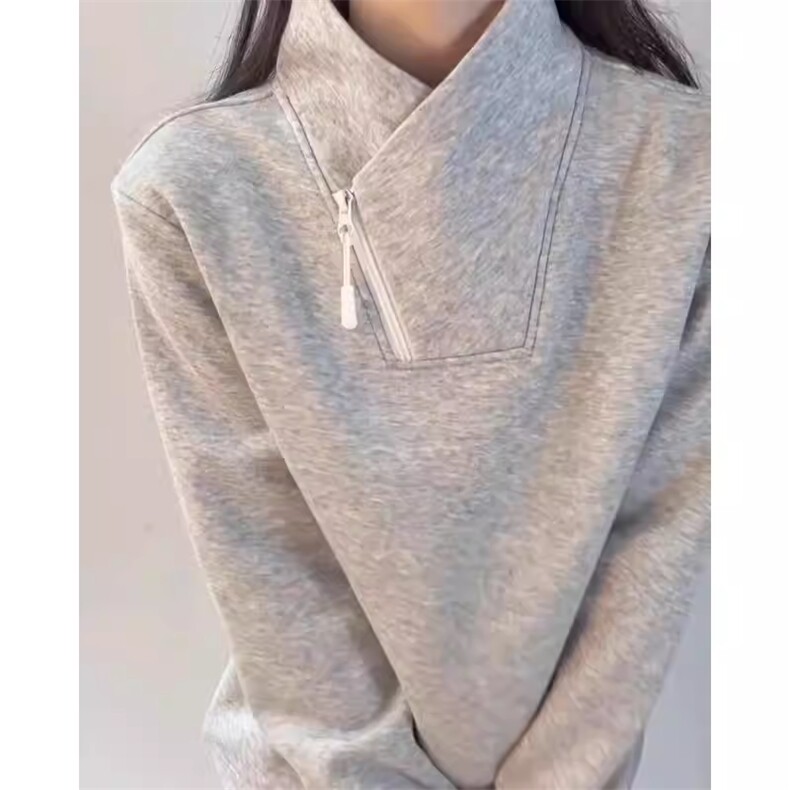 美式斜拉链重磅华棉卫衣加绒打底T恤长袖*CK94*P23加绒28，男装T恤，星座511-1