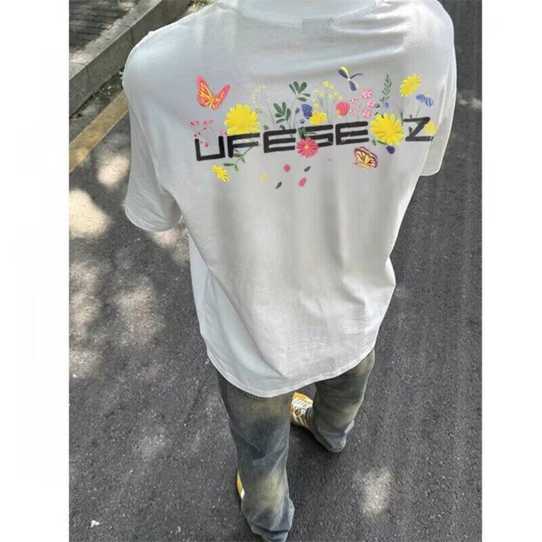 ursggon花卉t恤男款夏季重磅纯棉短袖美式高街半截袖LF2944-p28,男装T恤,星座1008