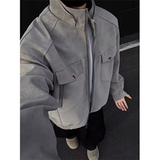 pu皮外套男春秋高级感痞帅立领工装男装皮衣夹克男款衣服J88，男装皮衣，星座1116A（原606A-3）