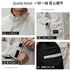 新款美式机能工装衬衣夹克男户外百搭休闲翻领薄款外套61031-P85，男装夹克，电商D215