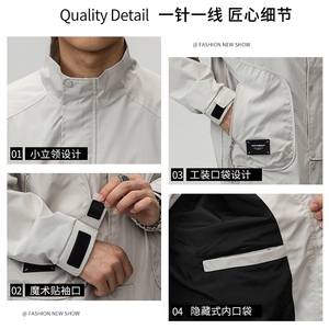 新款美式机能工装衬衣夹克男户外百搭休闲翻领薄款外套61031-P85图片