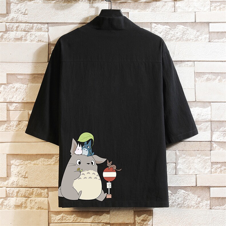 HF59152-P40风汉服男开衫外套七分袖道袍 砖墙挂拍图片
