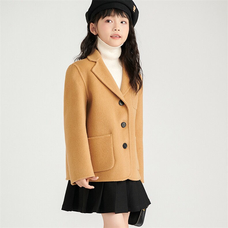 高品质儿童羊毛短款外套秋冬保暖时尚百搭女童上衣，童装外套，鑫贝羊绒