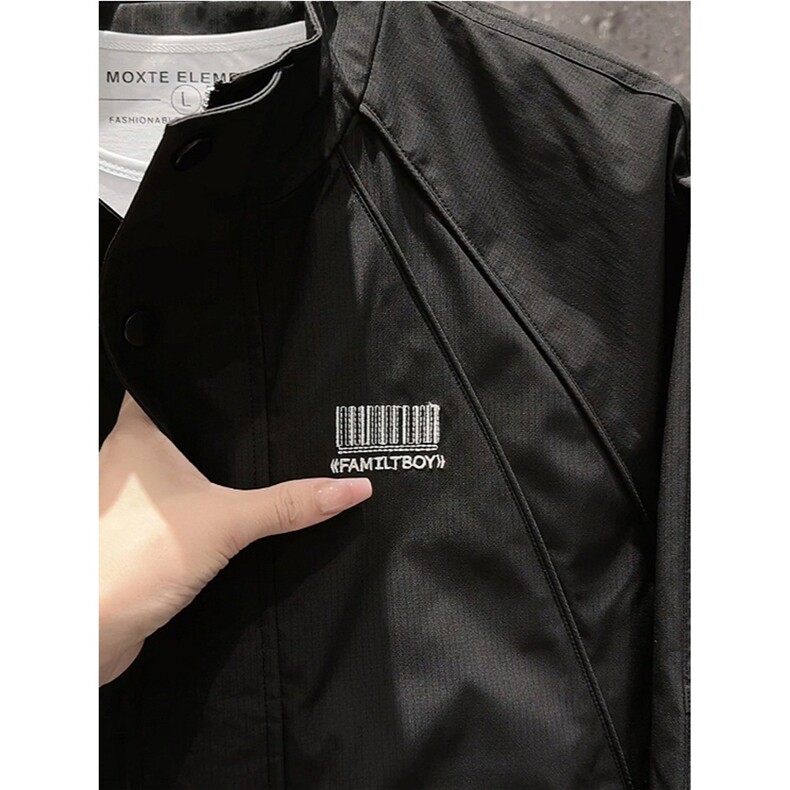 秋款男立领夹克衫工装大口袋字母刺绣魔术贴宽松外套JK093P65,男装夹克,星座1013-1
