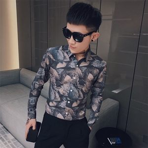 312A-935-P55 新款社会小伙长袖衬衫青年男士潮流衬衣B图片