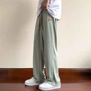 现货-冰丝休闲裤子男直筒裤阔腿宽松时尚潮牌长裤AK23073-P50图片