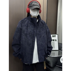 短款扎染脏脏美式复古立领PU皮夹克上衣男女同款外套JK918-特P65，男装夹克，星座1213