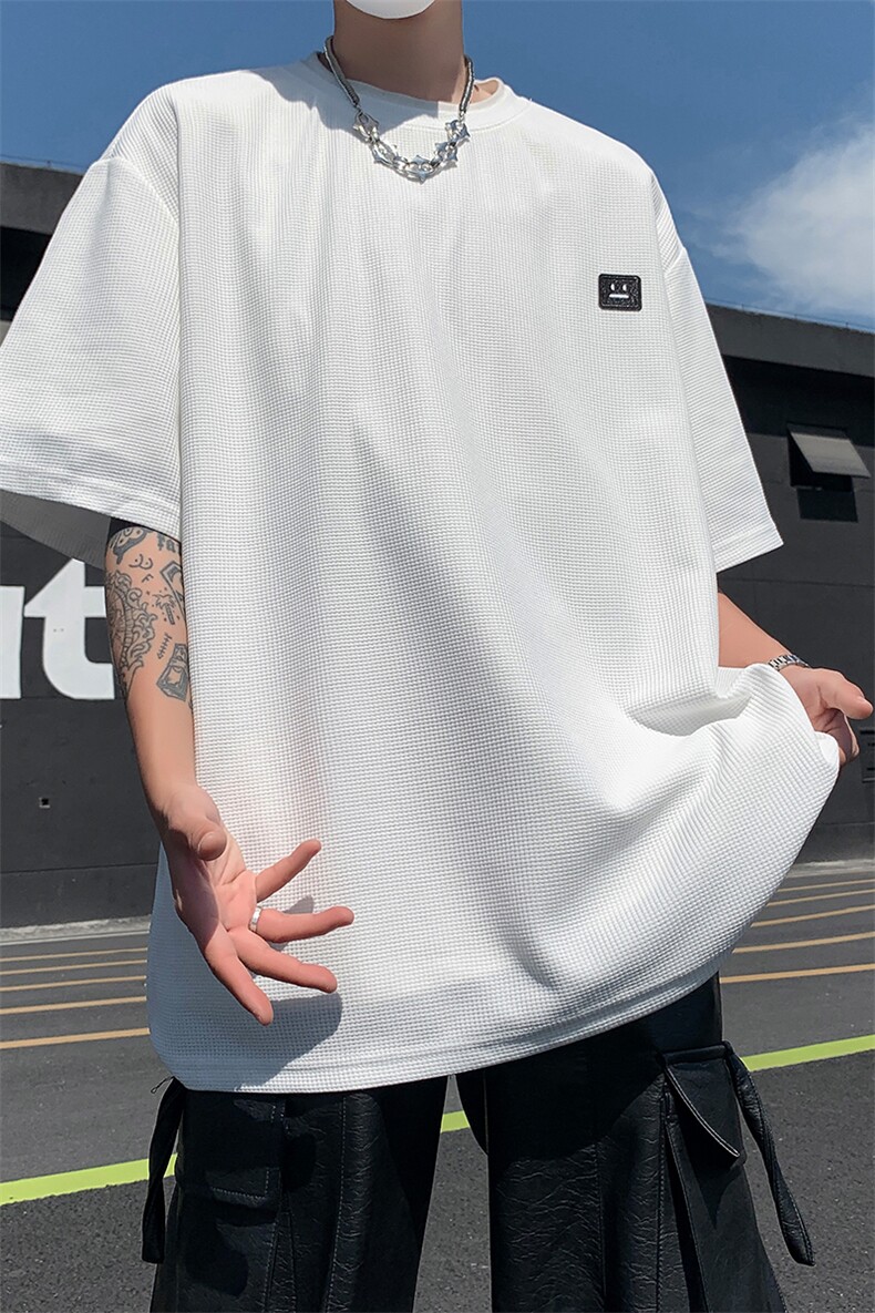 8XL-M重磅！特大码T潮牌上衣男中性华夫格短袖T恤DX304P25控39,男装T恤,电商D206-1