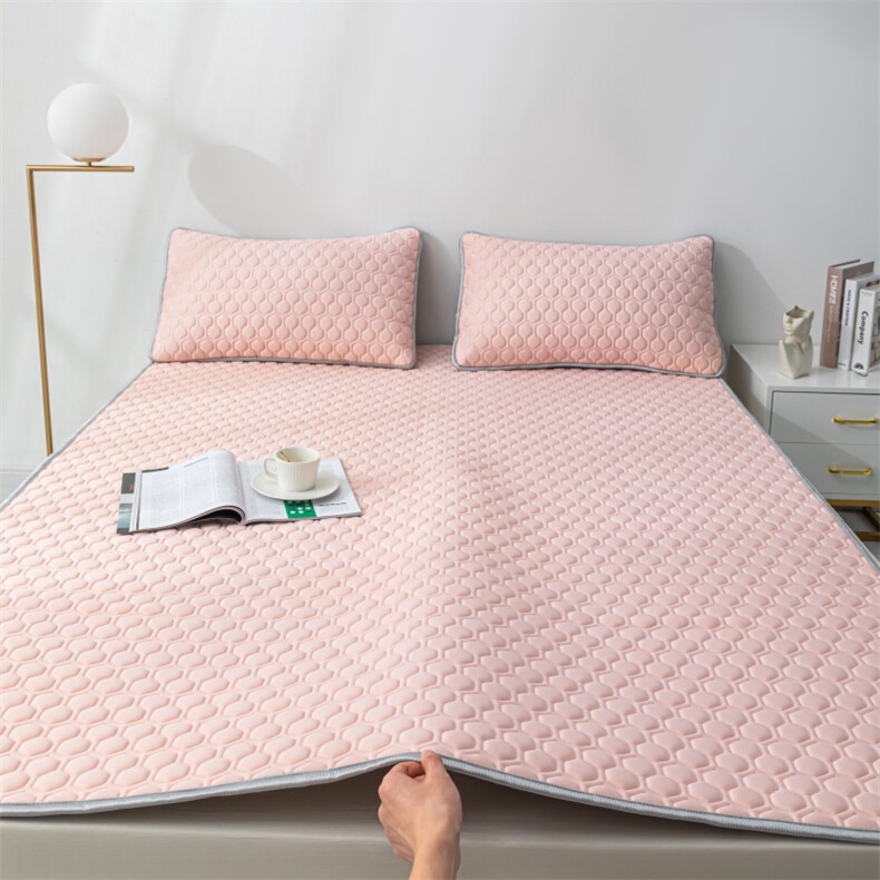 2023新款凉感丝0.4cm乳胶纯色床单款凉席三件套，凉席，一起卖家纺