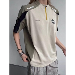 半拉链美式球衣短袖拼接凉感速干t恤户外健身运动网球服DX103 P40图片