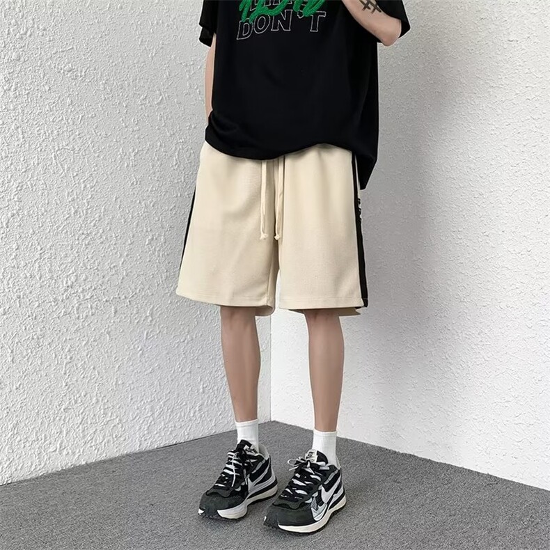 华夫格短裤男夏季日系潮牌拼接撞色宽松五分裤港风ins潮流休闲裤,男装休闲裤,星座601-2