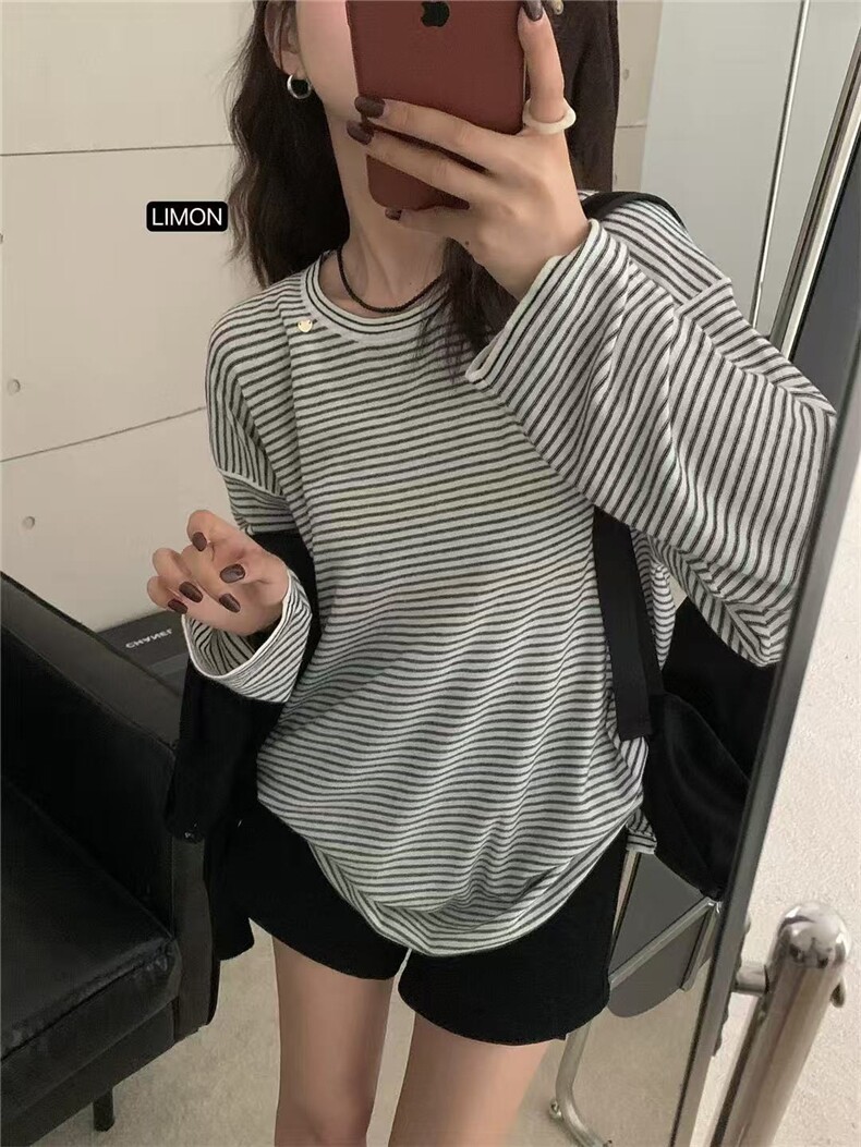 2025百搭简约时尚长袖套头上衣条纹款，女装针织衫/毛衣，羿纯羊绒高端店