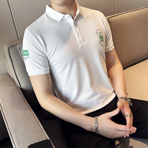 2023夏季新款 修身短袖POLO衫 韩版时尚印花T恤男D8807-p55控85图片