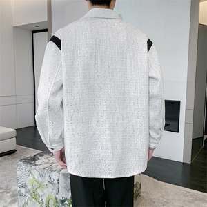 春秋季新款夹克衬衫男亮片拼接休闲外套 A328-2301-P90-K129图片