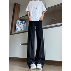 美式复古解构明线质感黑牛仔裤男女廓形宽松阔腿裤K71366-P39网图，男装牛仔裤，电商B245