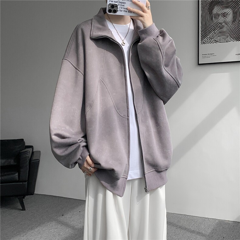 特批扎染开衫卫衣男美式重磅解构拼接脏脏拉链立领外套KS008-TP65,女装短外套,电商B312