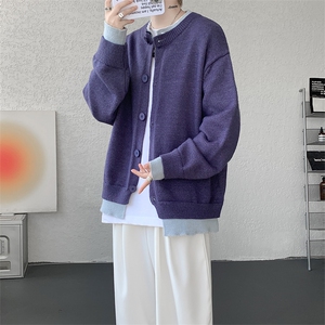 假两件高级感叠穿毛衣男美式针织开衫外套男 MY1232-P78图片