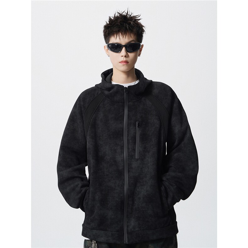 可二开脏脏灰扎染罗纹拼接运动修身大码M-5XL夹克JK78077P75控108，男装夹克，星座226-1