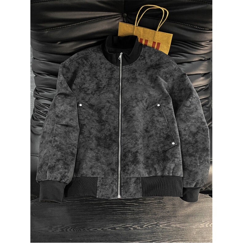 春季抖音得物品质扎染PU皮衣立领雾面皮夹克外套男6158-TP43，男装夹克，星座207