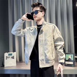 J8609-P98控138男潮牌扎染复古外套潮流立领男装衣服2025新款春秋