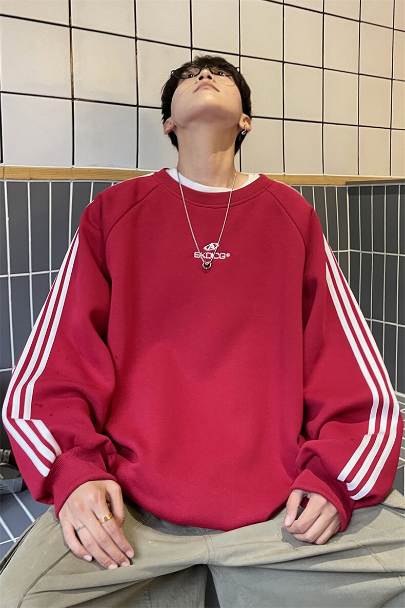主推港风潮美式拼接织带绣花情侣卫衣运动外套男女G1061P48,女装短外套,电商A339