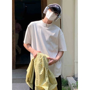 半拉链短袖男夏季280g重磅美式潮牌T恤痞帅五分袖上衣 TW127图片