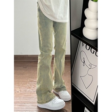 美式高街加绒加厚裤子男秋冬烟灰色牛仔裤KF343常规P38加绒P48，男装牛仔裤，四季星座505