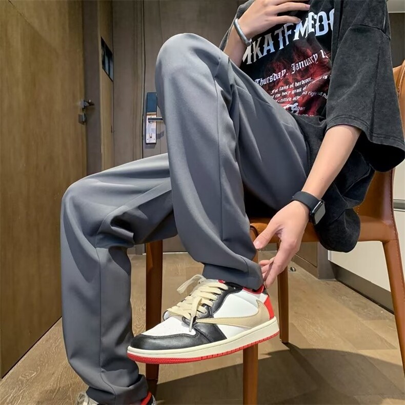 男春夏新款青少年时尚休闲裤冰丝直筒西裤HK136P38,男装休闲裤,星座1116-2