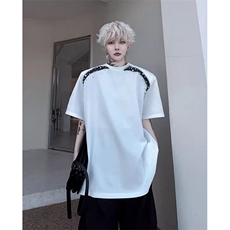 高级感喷绘珍珠男士个性圆领t恤夏季短袖cleanfit五分袖T5810，男装T恤，星座1116A（原606A-3）