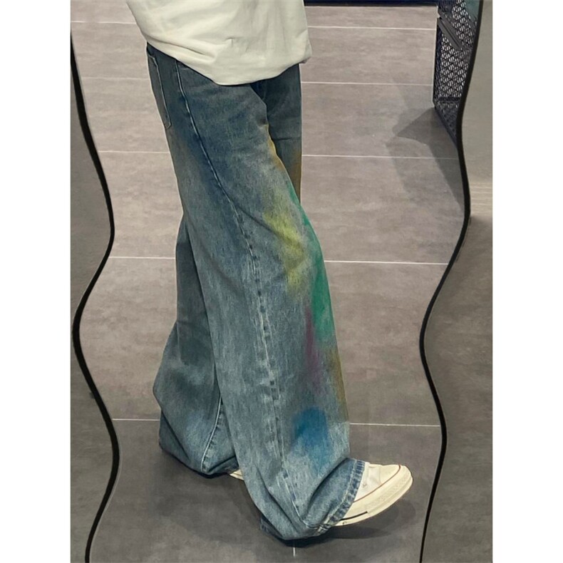 【网图有货】涂鸦牛仔裤欧美hiphop裤子美式高街阔腿NZA01LL-P50，男装牛仔裤，星座1007（原301D）