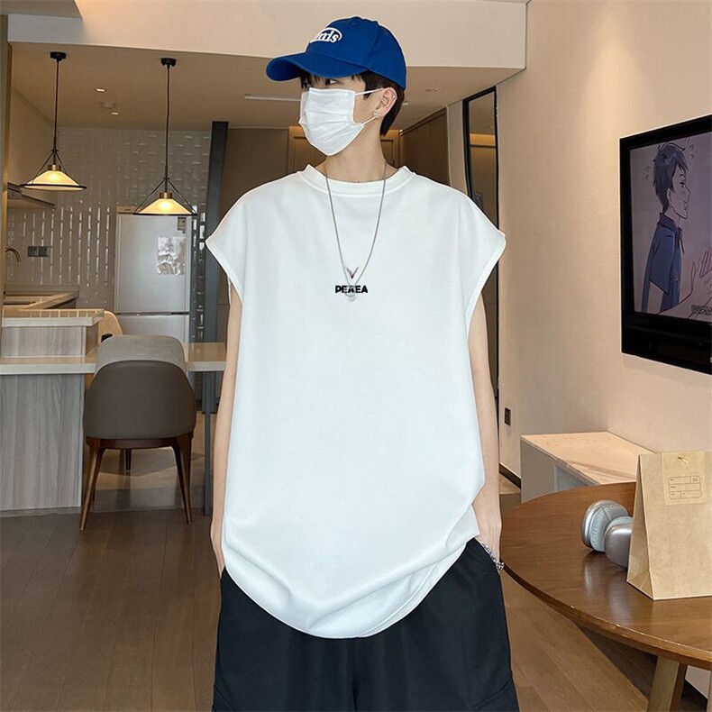 可设48小时发货支持抖音得物来样二开240克重磅美式麂皮绒背心t恤，男装背心/马甲，电商A486-1