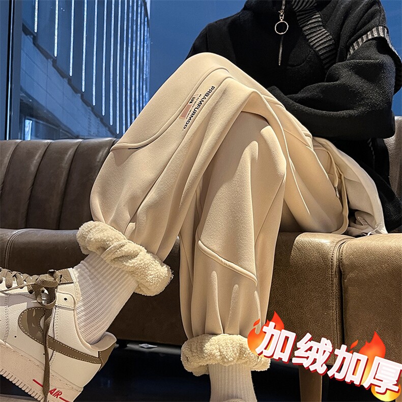 加绒加厚休闲运动卫裤男美式针织束脚裤715-6-BX13P55（控78）图片
