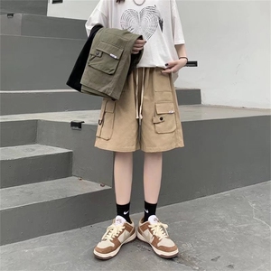 夏季2023新款工装短裤宽松潮ins五分裤女直筒港味中裤女K1380-P43图片