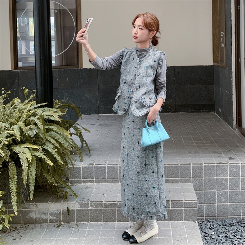 现货小香风马甲套装三件套8864P225K338,女装套装/套裙,2C201