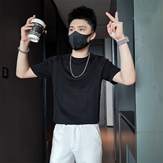短袖毛衣针织衫半袖男修身圆领社会小伙店主风301C-DM04-P58控78，男装T恤，星座301C（原B323）