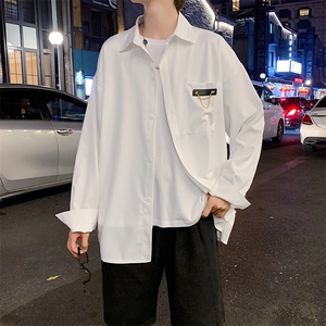 港风潮流夏季衬衫男长袖衬衣设计感垂感冰丝上衣外套 W1084-P30图片