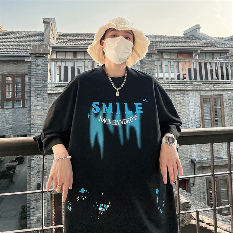 圆领破碎港风印花T恤短袖五分半袖夏季打底衫XT16-P35控48,男装T恤,星座216(原A116)