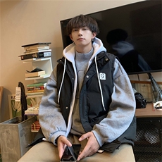特60限118连帽马甲男女情侣假两件外套棉衣MJM326，男装棉衣，电商B370