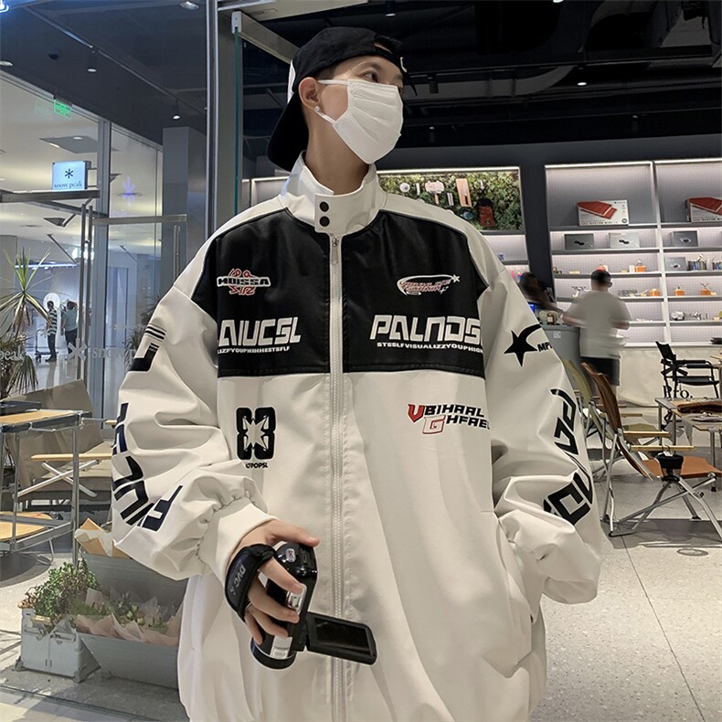 2023赛车服外套秋季棒球服潮牌痞帅PU皮夹克机车服W7886-P70,男装夹克,星座512-4