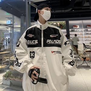 2023赛车服外套秋季棒球服潮牌痞帅PU皮夹克机车服 W7886-P70图片
